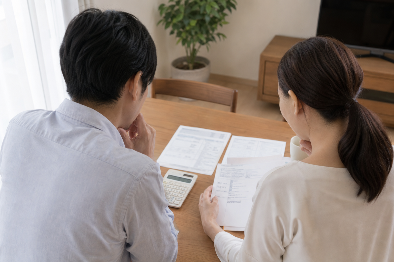 物件資料を前に悩むご夫婦